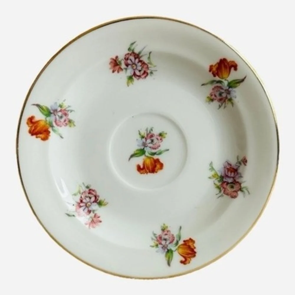Rare 1920s LIMOGES France Saucer Floral Porcelain Tea Dish Antique Collectible